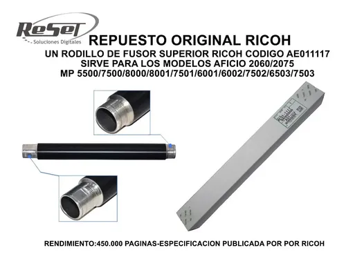 Rodillo Fusor Superior Ricoh 2060 / Mp7500 Ae011117 +envio - imagen 4