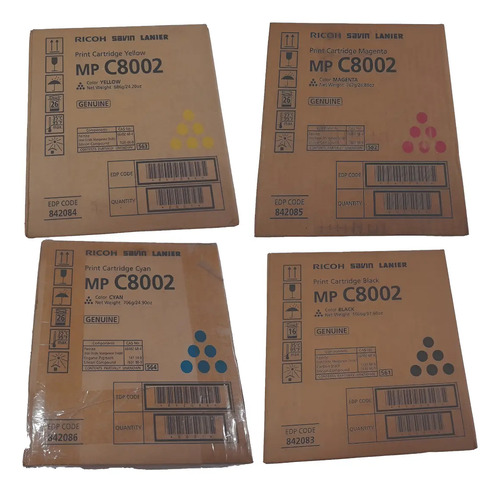 Kit Tóner Original Ricoh MP C6502 / C8002 — 4 Colores Negro / Cyan / Magenta / Amarillo 1 Kit Tóner Original Ricoh MP C6502 / C8002 — 4 Colores Negro / Cyan / Magenta / Amarillo