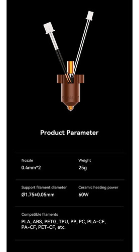 Kit Hotend Cerámico Original Creality Ender-3 V3 KE — Bloque 60W hasta 300°C - imagen 4