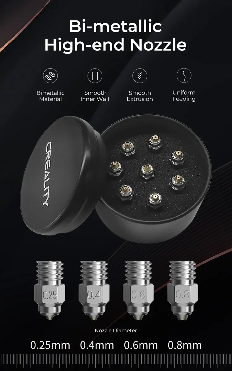 Kit 8 Nozzles Bimetálicos Cobre y Acero Endurecido M6 Creality - imagen 4