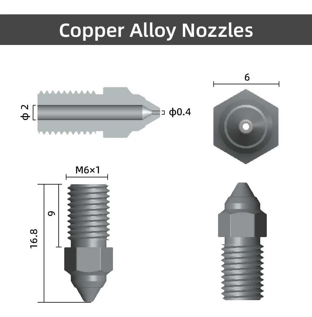 Kit Nozzles Cobre Alta Velocidad 0.4mm y 0.6mm Creality Ender-7/Ender-5 S1 - imagen 5