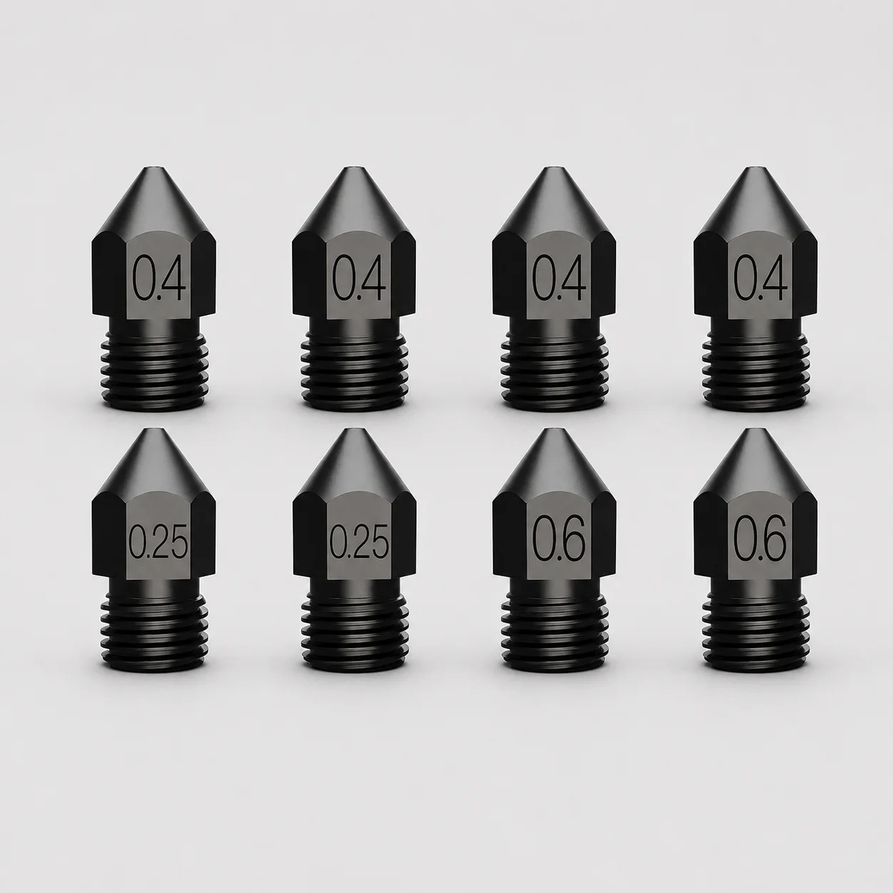 Kit Profesional Creality 8 Nozzles Acero Endurecido Niquelado M6