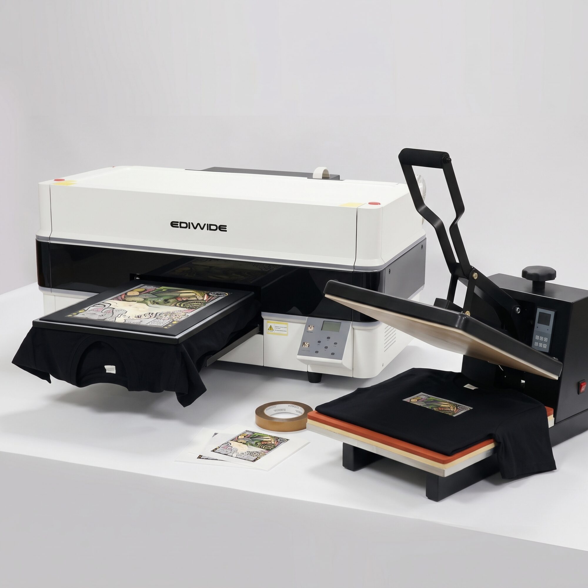 Combo impresora DTG A3 EDIWIDE y plancha estampadora Ediwide DM 3838