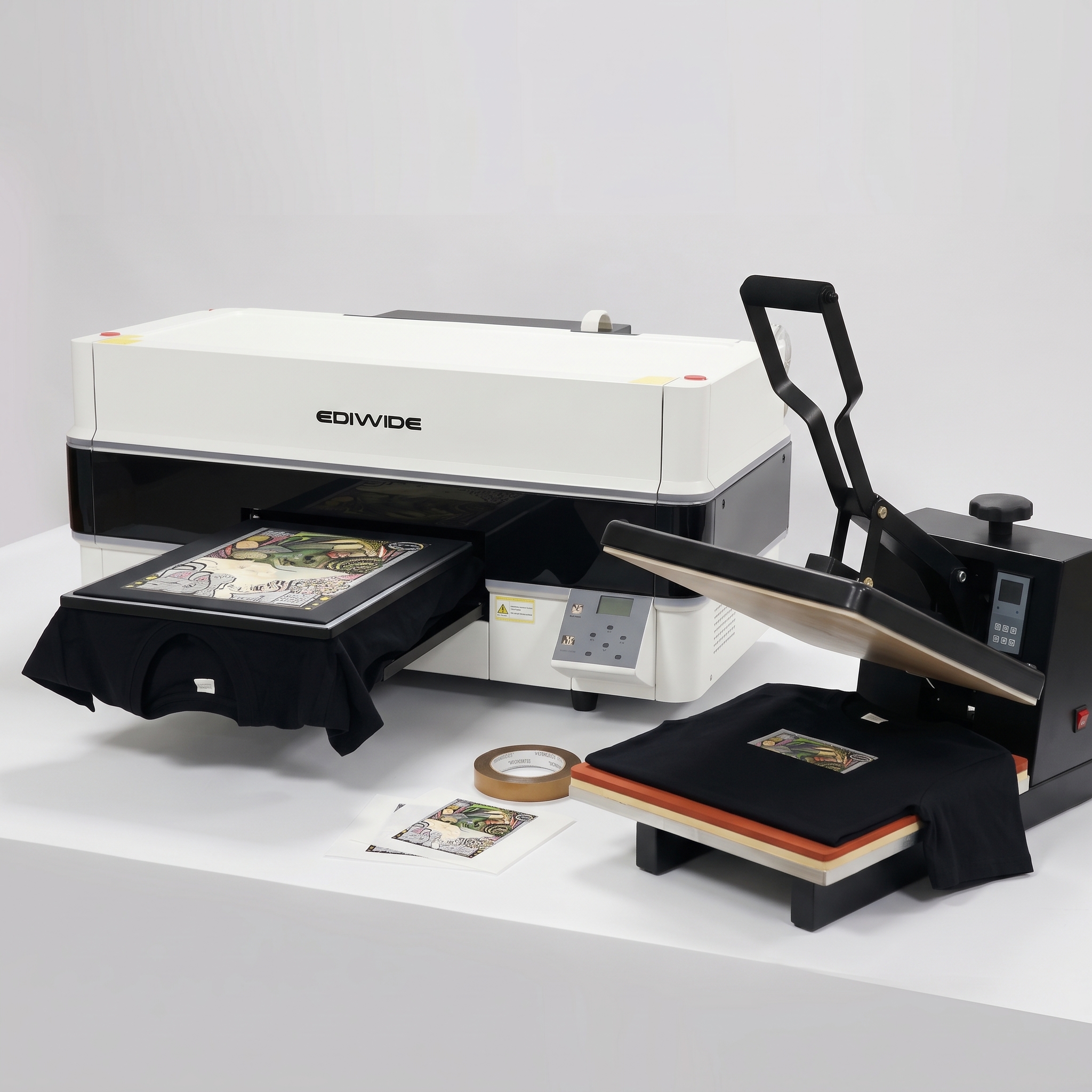 Combo impresora DTG A3 EDIWIDE y plancha estampadora Ediwide DM 3838