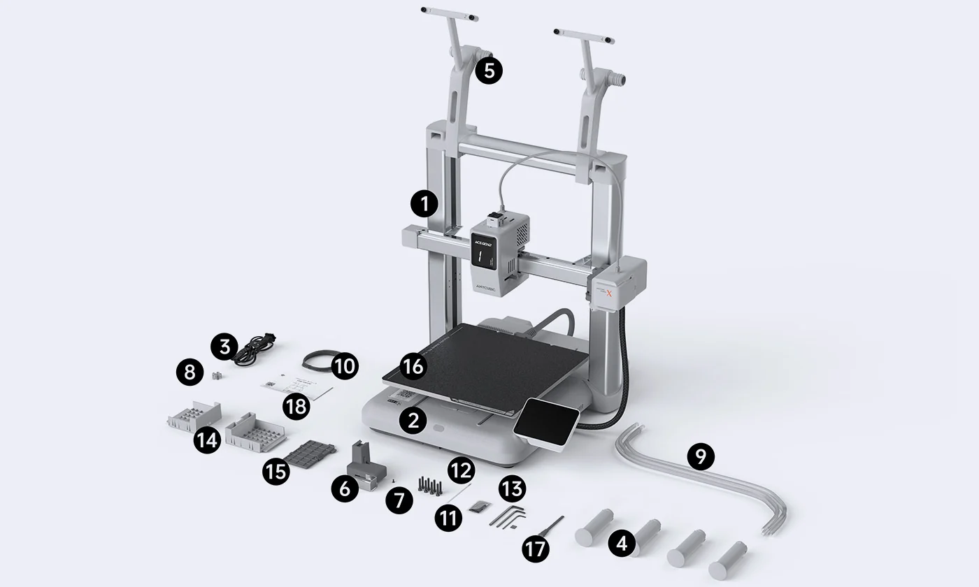 Anycubic Kobra X Impresora 3D 34 Contenido de la caja Anycubic Kobra X lista de embalaje