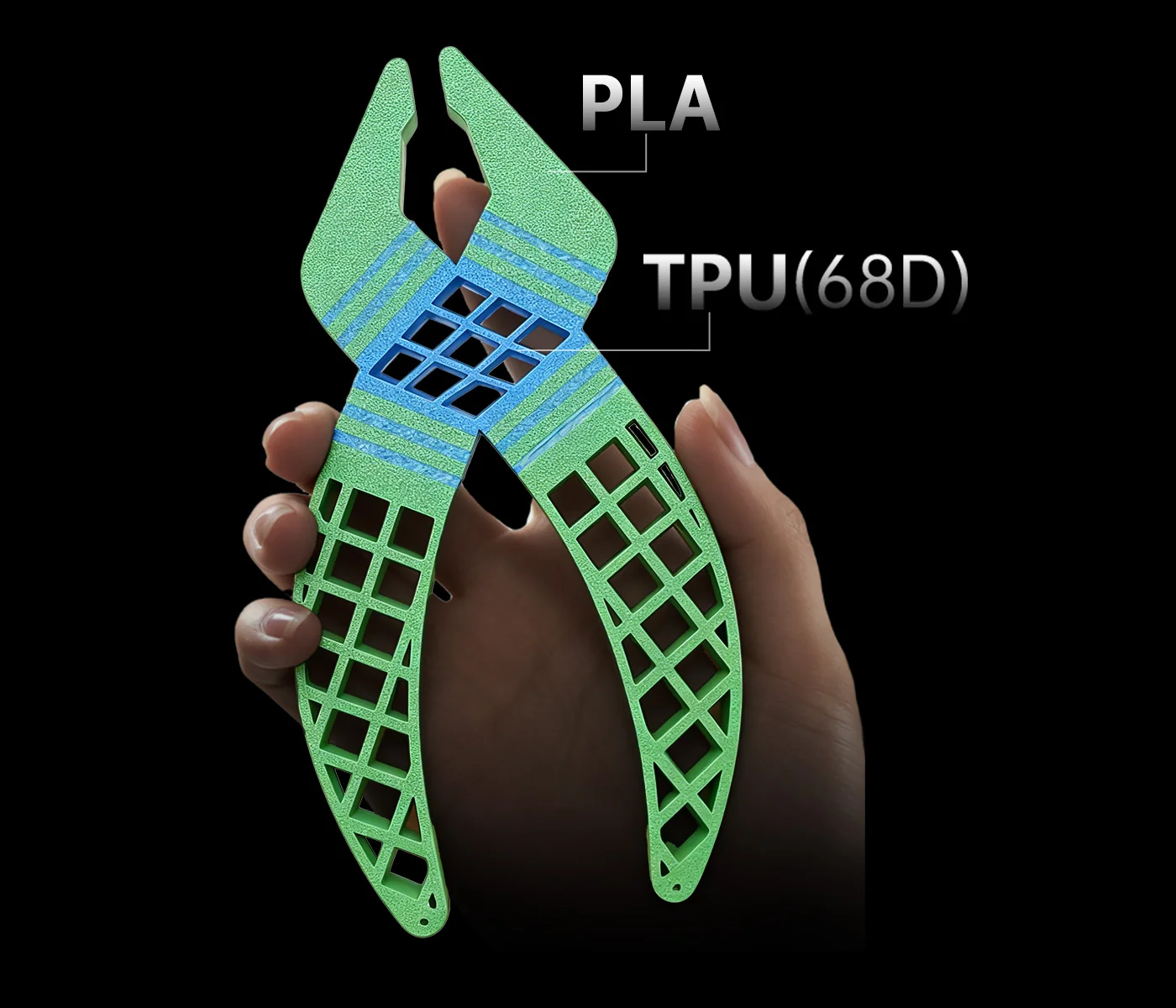Anycubic Kobra X Impresora 3D 29 Pieza impresa combinando PLA rígido y TPU flexible